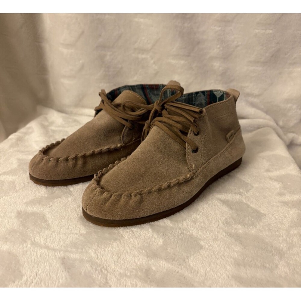 Women's Suede Moccasin Ankle Shoes in Taupe